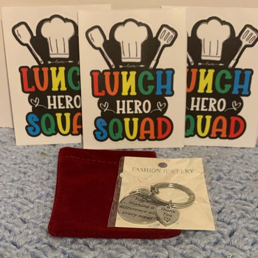 Lunch Hero Squad 3 Stickers and 1 Keychain - New